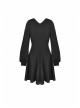 Bat Collar Chest Lace-Up Cross Pendant Long Sleeve Black Halloween Gothic Dress