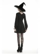Bat Collar Chest Lace-Up Cross Pendant Long Sleeve Black Halloween Gothic Dress