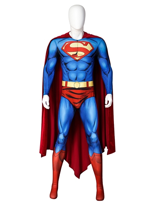 Superman Comic Version Superman Bodysuit Halloween Cosplay Costume Set