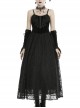 Black Chest Lace-Up High Waisted Gothic Sling Maxi Velvet Dress