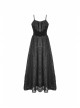 Black Chest Lace-Up High Waisted Gothic Sling Maxi Velvet Dress
