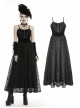 Black Chest Lace-Up High Waisted Gothic Sling Maxi Velvet Dress