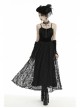 Black Chest Lace-Up High Waisted Gothic Sling Maxi Velvet Dress