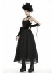 Black Chest Lace-Up High Waisted Gothic Sling Maxi Velvet Dress