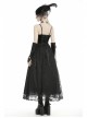 Black Chest Lace-Up High Waisted Gothic Sling Maxi Velvet Dress