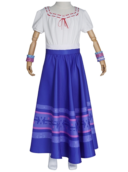Animated Movie Encanto Luisa Madrigal Halloween Cosplay Kids Costume Dress Set