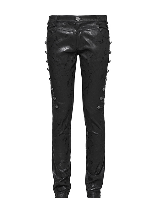 Steam Punk Casual Black Male Rivet Jeans