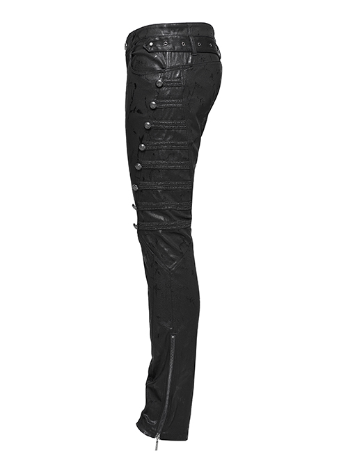 Steam Punk Casual Black Male Rivet Jeans