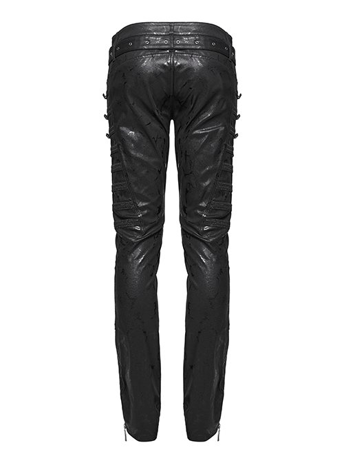 Steam Punk Casual Black Male Rivet Jeans