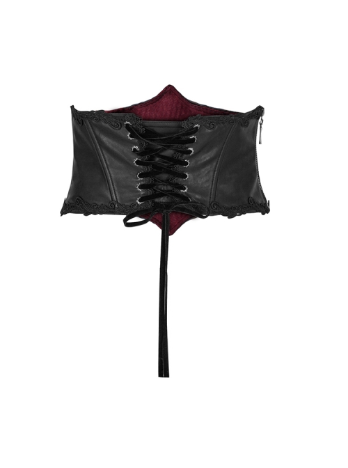 Gothic Lolita Female Black Embroidered Bows Girdle
