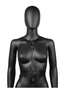 Black Sexy PU Leather Back Adjustable Gothic Women's Creative Harness