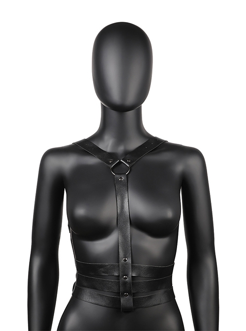 Black Sexy PU Leather Back Adjustable Gothic Women's Creative Harness