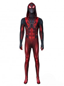 Spider Man Miles Morales Crimson Hood Edition Halloween Cosplay Costume Bodysuit Set