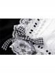 White Lace Frilly Square Collar Heart-Shaped Hollow Short Sleeves Black Gothic Dress