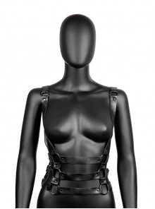 Wild Black Adjustable PU Leather Punk Style Unisex Tummy Control Harness