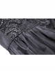 Black Lace Frilly Collar Button High Waisted Rose Embroidery Cuff Maxi Vintage Gothic Dress