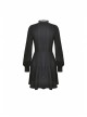 Lace Frilly Chest Flower Embroidery Long Sleeves Black Gothic Dress