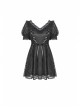 Lace V-Neck Chest Lace-Up Short Sleeves Black Gothic Dress