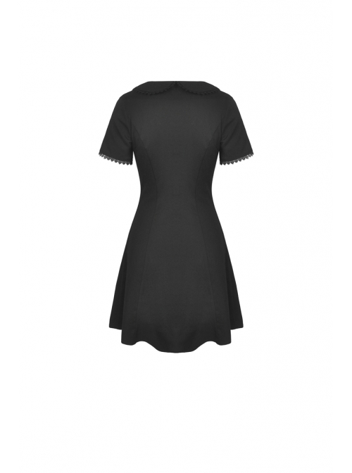 Doll Collar Chest Hollow Leather Bandage Zipper Black Punk Locomotive Dress