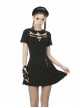 Doll Collar Chest Hollow Leather Bandage Zipper Black Punk Locomotive Dress