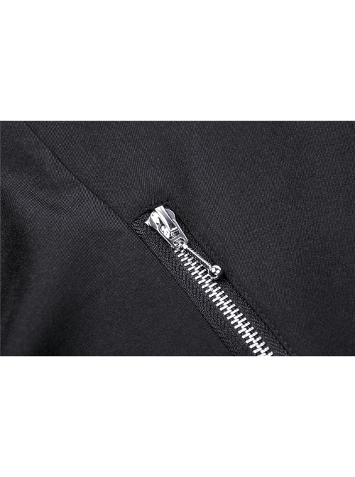 Doll Collar Chest Hollow Leather Bandage Zipper Black Punk Locomotive Dress