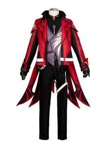 Game Genshin Impact Diluc Ragnvindr New Skin Red Dead Of Night Halloween Cosplay Costume Full Set