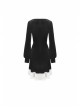 Black Chest Cross Frilly Long Sleeves White Lace Hem Gothic Dress