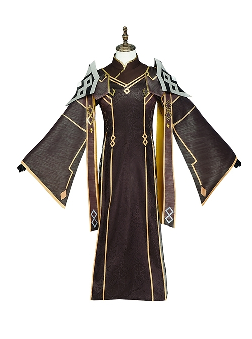 Game Genshin Impact Zhongli Halloween Cosplay Rex Lapis Costume Full Set Without The Bell