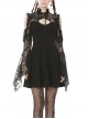 Lace Off-Shoulder Lace-Up Collar Long Sleeves Black Punk Rock Dress