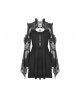 Lace Off-Shoulder Lace-Up Collar Long Sleeves Black Punk Rock Dress