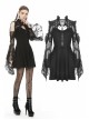 Lace Off-Shoulder Lace-Up Collar Long Sleeves Black Punk Rock Dress