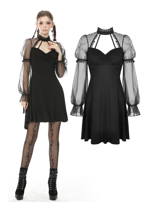 black dress with mesh chest