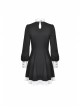 White Frilly Doll Collar Lace-Up Bow Long Sleeves Lace Hem Black Gothic Dress
