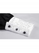 White Frilly Doll Collar Lace-Up Bow Long Sleeves Lace Hem Black Gothic Dress