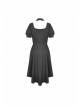 Lace-Up Hanging Neck Short Sleeves Rear Long Hem Black Punk Rock Dress
