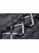 Lace-Up Hanging Neck Short Sleeves Rear Long Hem Black Punk Rock Dress