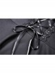 Lace-Up Hanging Neck Short Sleeves Rear Long Hem Black Punk Rock Dress
