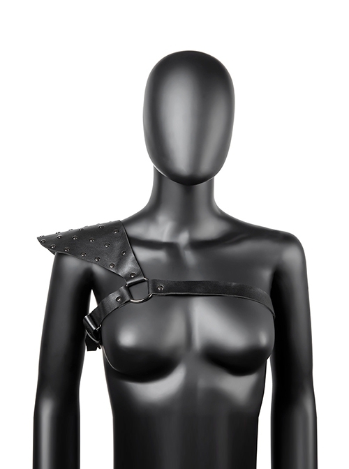 Black Adjustable PU Leather Metal Stud All-Match Non-Mainstream Punk Style Harness