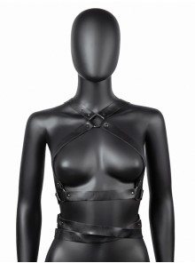 Sexy Black Adjustable PU Leather Personality Bundle Punk Style Harness
