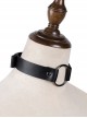 Black PU Leather Link Metal Ring Adjustable Punk Style Collar