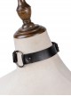 Black PU Leather Link Metal Ring Adjustable Punk Style Collar