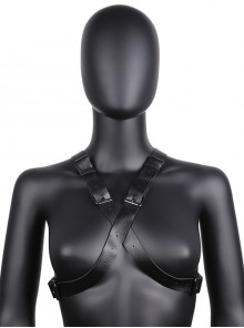 Black Adjustable PU Leather Cross Wrap Punk Style Unisex Harness