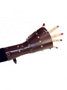 Creative Metal Ring Splicing Brown Multi-Layer PU Leather Punk Style Personalized Wristband