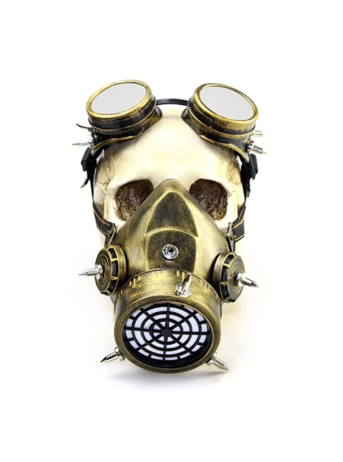Retro Exaggerated Mirror Spike Rivets Punk Style Glasses Mask Set