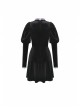 Purple Frilly Doll Collar Button Long Sleeves Black Gothic Dress
