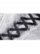 White Inverted Triangle Frilly Collar Chest Lace-Up Short Sleeves Black Gothic Dress