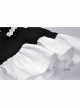 White Inverted Triangle Frilly Collar Chest Lace-Up Short Sleeves Black Gothic Dress
