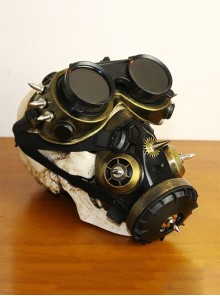Brown Exaggerated Goggles Spiked Rivets Cyborg Punk Mask