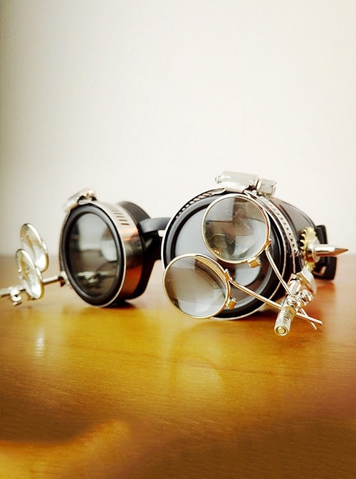 Black Plastic Single Glass Lens Spiked Rivet Decorated Gothic Creative Gothic Goggles