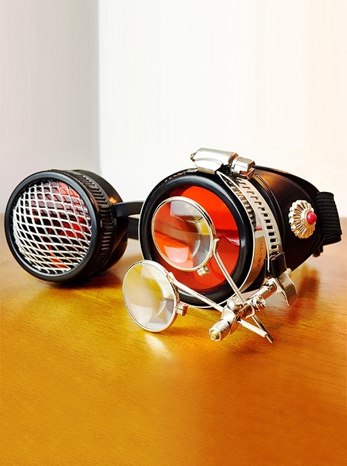 Black Industrial Retro Plastic Single Side Magnifying Lens Decoration Punk Wind Goggles